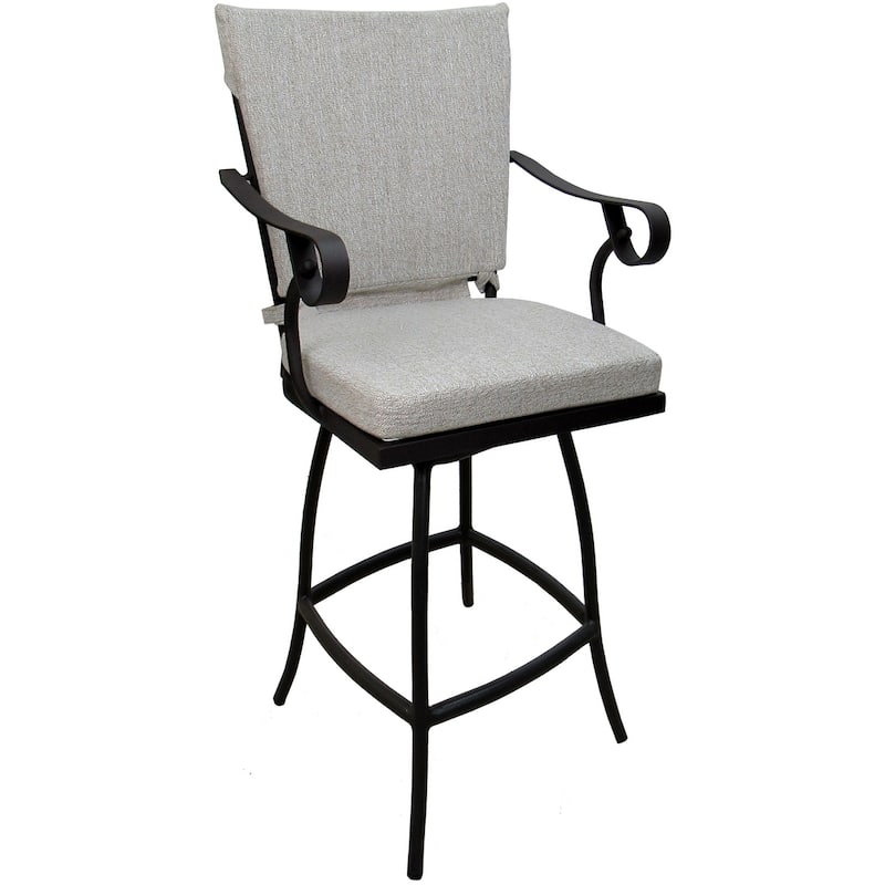 Outdoor or Indoor Counter 26", 30" or Extra Tall 34" Bar Stool - Jamey - White Linen - Black - Counter Height