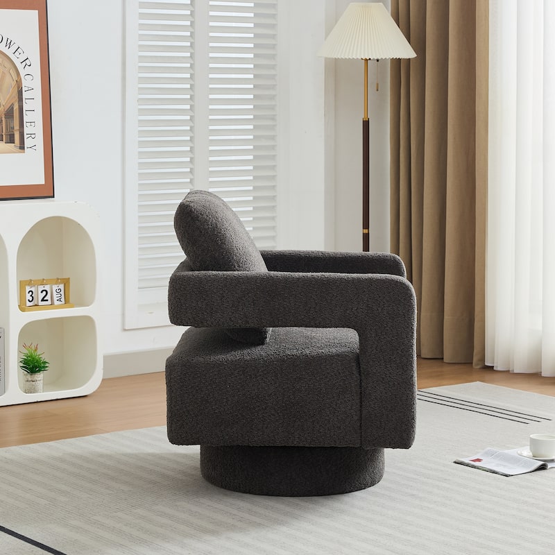 Charcoal 29.13" Boucle Swivel Accent Chair