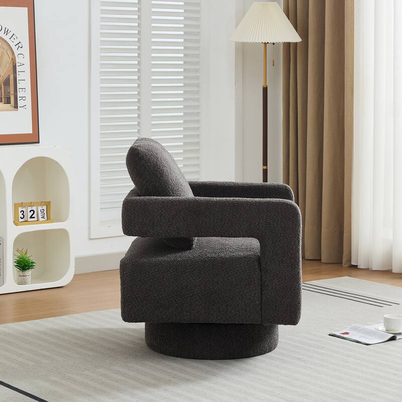 Modern Swivel Accent Chair with Open Back and Removable Cushion