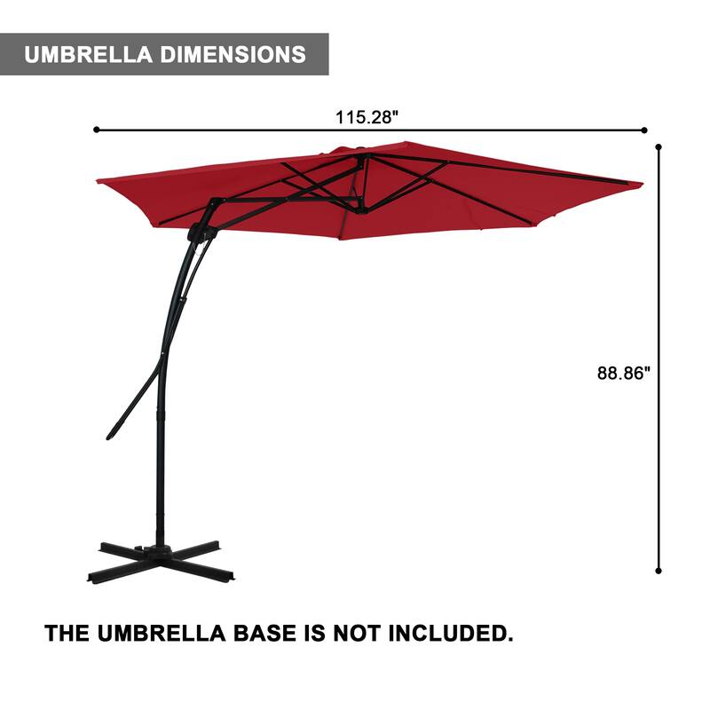 Clihome 10ft Outdoor Patio Cantilever Umbrella with Stand