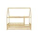 preview thumbnail 5 of 10, Full Size House Bed Wooden Floor Bed with Roof Frame,Safety Guardrails