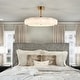 preview thumbnail 3 of 10, 29.6" Farmhouse White Silk Fabric 3-blade Fandelier Bladeless Ceiling Fan with Light and Remote