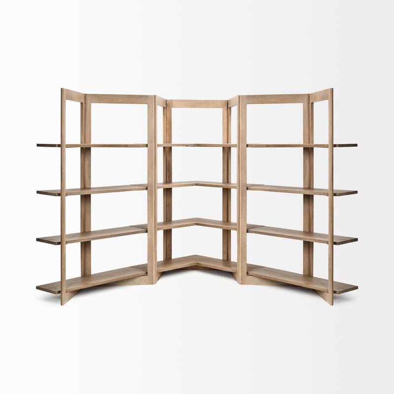 Turnbull I Light Brown Wood Four Shelf Corner Shelving Unit - 57.0L x 35.0W x 72.0H
