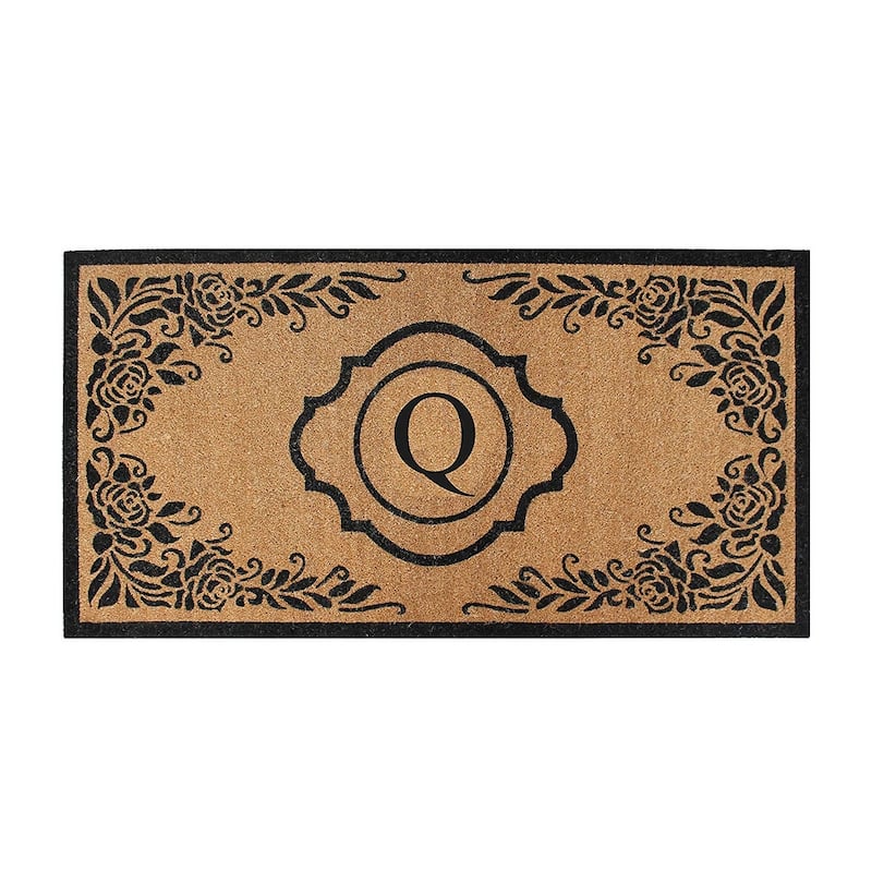 A1HC Hand Crafted Entry Flocked Coir Monogrammed Welcome Entrance Doormat 36"x72" - Q
