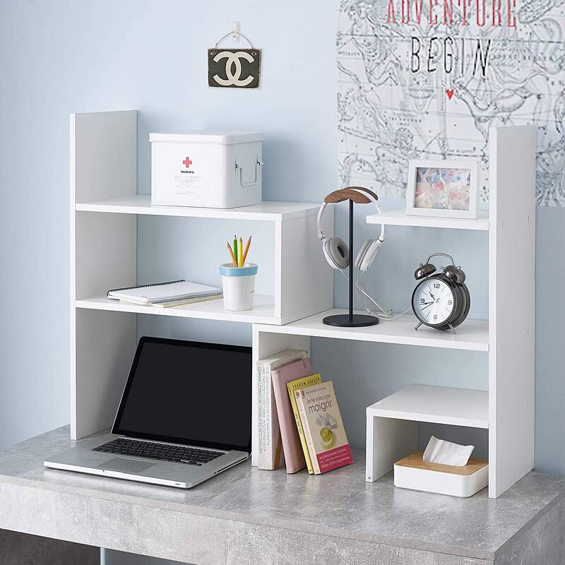 Yak About It® Compact Adjustable Dorm Desk Bookshelf - White by DormCo