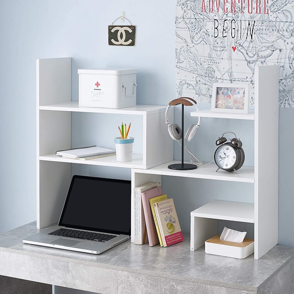 Yak About It® Compact Adjustable Dorm Desk Bookshelf - White by DormCo