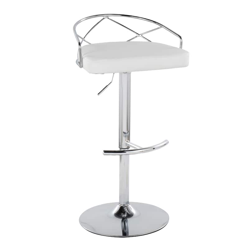 Silver Orchid Charlotte Glam Adjustable Bar Stool (Set of 2) - White Faux Leather/Chrome Metal