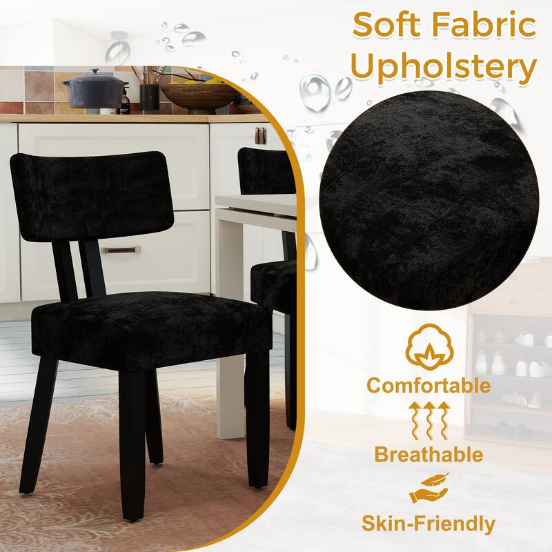 Mid-century Fabric Upholstered Dining Chairs in Black Legs