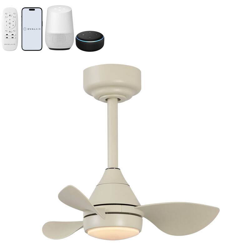 22" Smart LED Ceiling Fan, 6-Speed, Dimmable, App & Remote Control - Beige