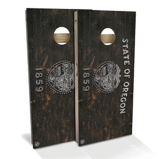 Oregon Flag Rustic Outdoor Cornhole Board Set