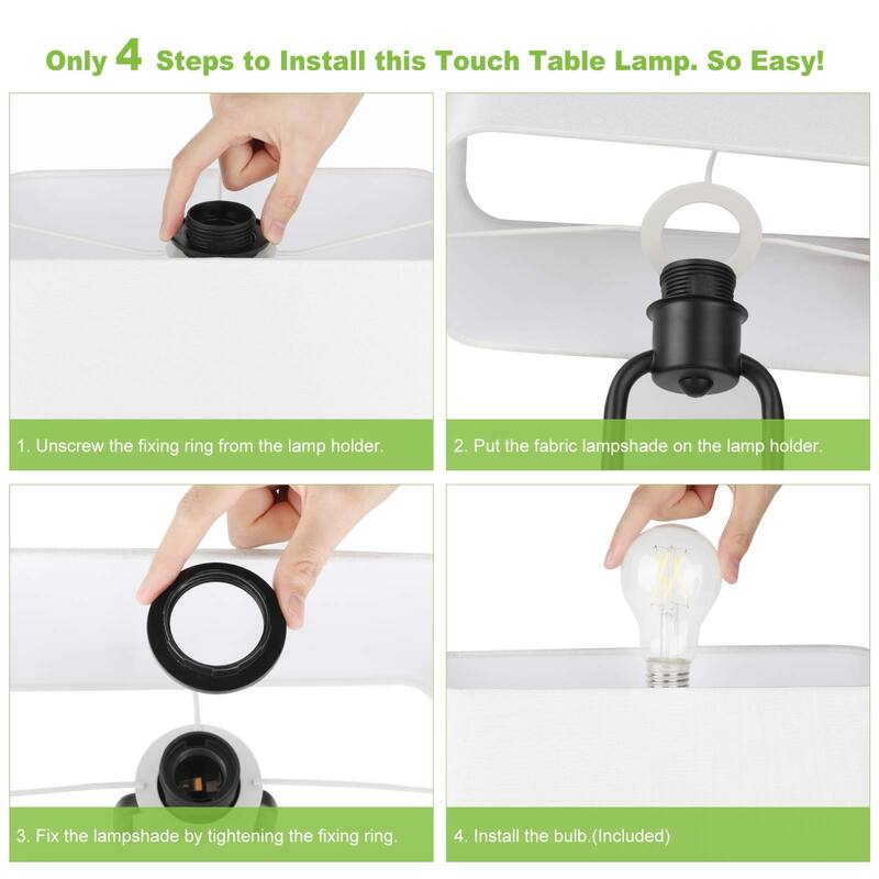 Bedside Touch Control Table Lamp with Dual USB Charging Ports 1 AC Outlet, 3 Way Dimmable Modern Nightstand Lamp