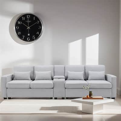 Modern Linen Fabric Sofa with 2 USB Ports Wired or Wirelessly Charged