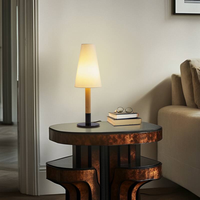 Brightech Arthur LED Oak Wood Modern Empire Dimmable Bedside Nightstand Desk Lamp