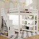 preview thumbnail 5 of 20, Loft Bed with Shelves, Storage Staircase, Small Wardrobe & White LED Light