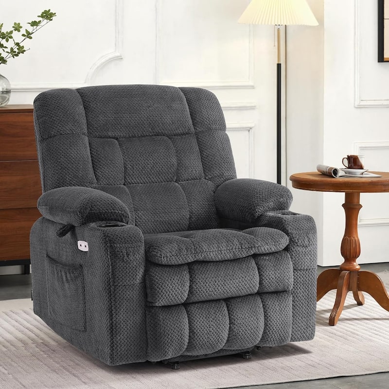 MCombo Dual Motor Power Lift Recliner Chair with Massage and Heat, Infinite Position, Fabric R7894 (Small-Wide)