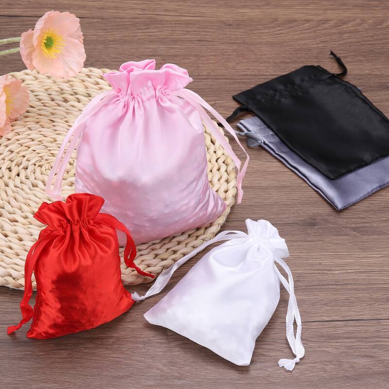 Satin Bags with Drawstring, 3Pack 4x6 Inch Wedding Favor Bags, 3-Color - 4x6 Inch