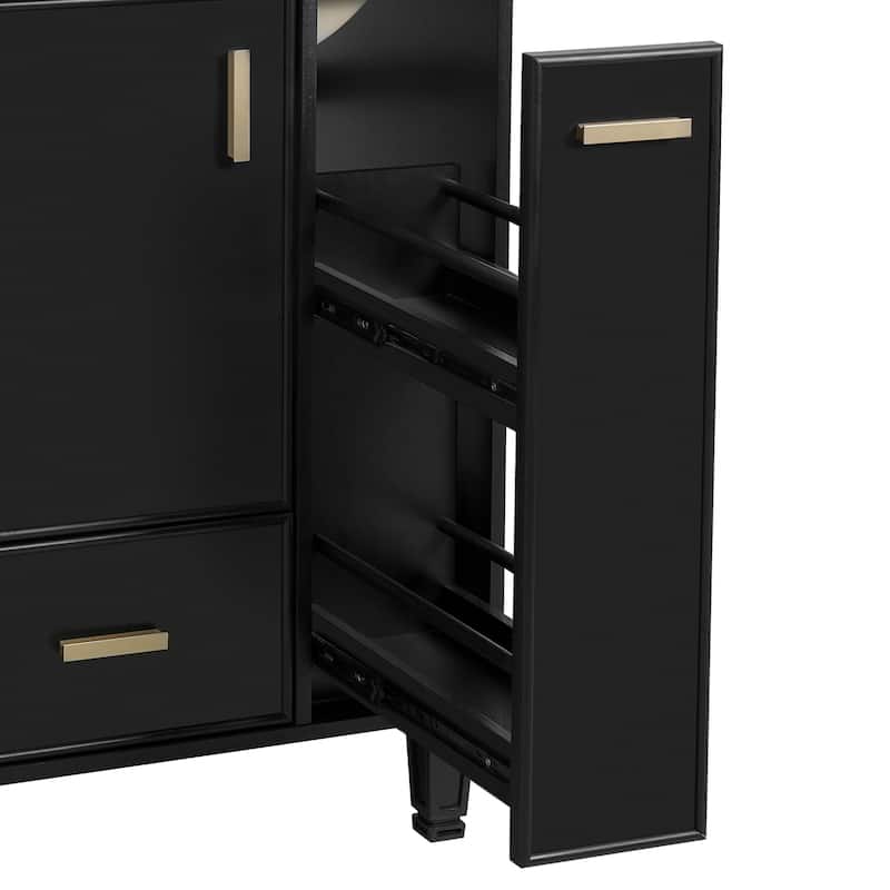 24"Bathroom Vanity with Sink, Bathroom Cabinet with Door Shelf, Deep Drawer, 2-Tier Pull-Out Basket, Solid Wood and MDF Board