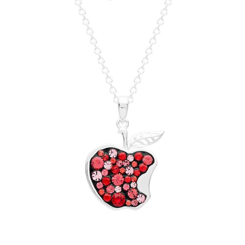 Disney Princess Snow White Silver Plated Crystal Apple Pendant Necklace