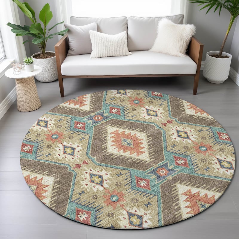Machine Washable Indoor/Outdoor Southwest Global Chantille Rug