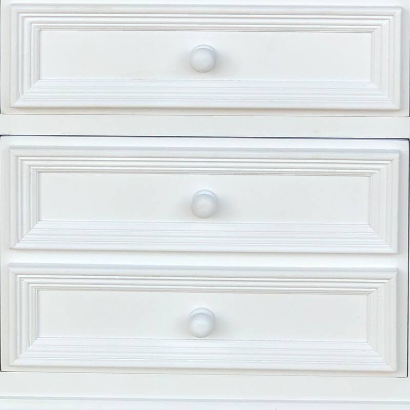 28 Inch Bedside Nightstand, 2 Drawers with Classic Round Knobs, Handcrafted White Mango Wood