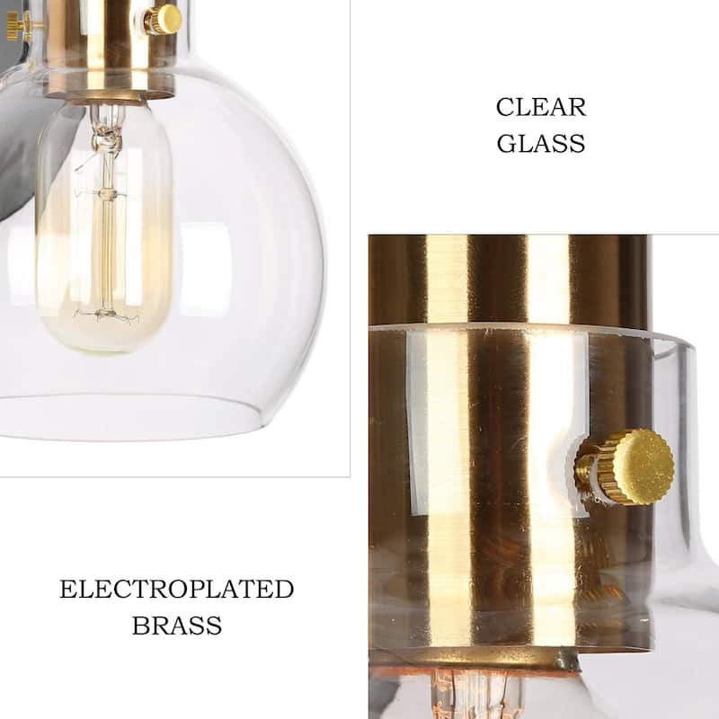 Modern 1-Light Black Gold Wall Sconces Globe Glass Bathroom Vanity Lights - 5.5" L x 8" W x 8.5" H