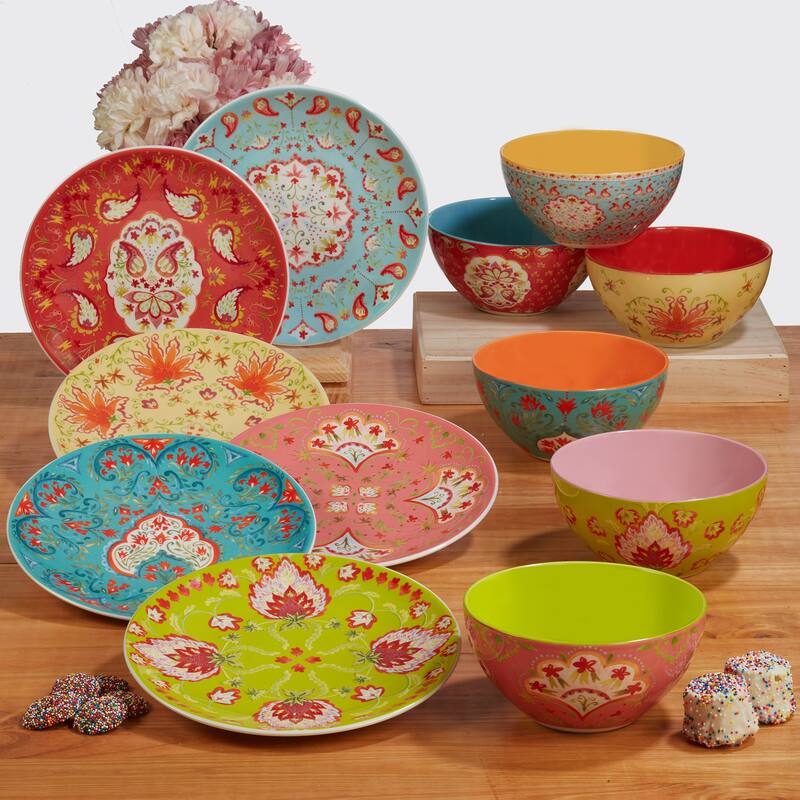 Certified International Francesca All Purpose 12 oz. Bowls, Set of 6 Assorted Designs - 4.75" Dia x 2.25"