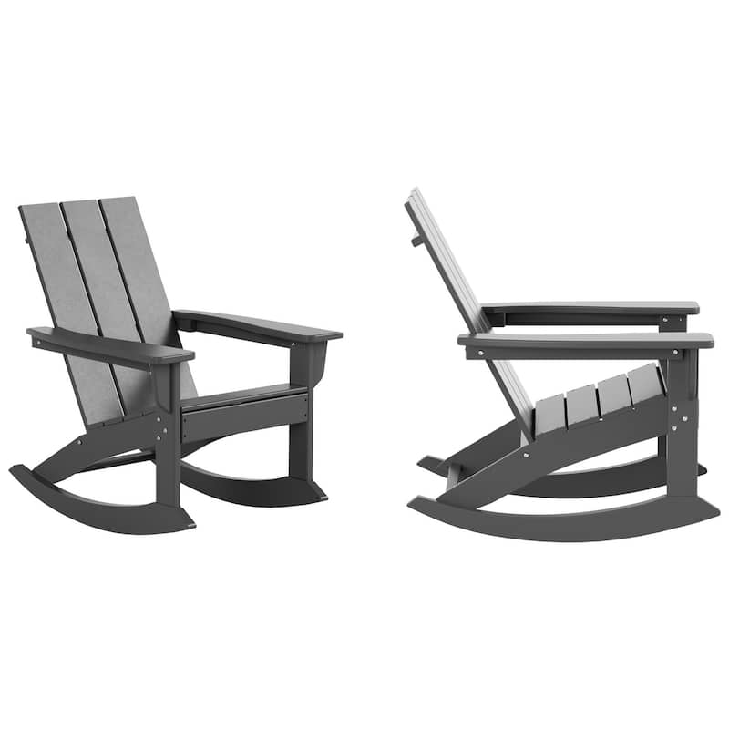Shoreside Modern Eco-Friendly All Weather Poly Adirondack Rocking Chairs (Set of 2)