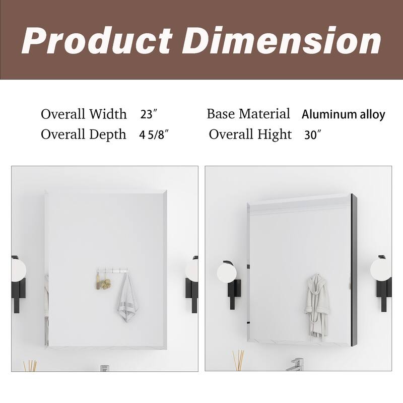 Rectangular Aluminum Medicine Cabinet with Mirror