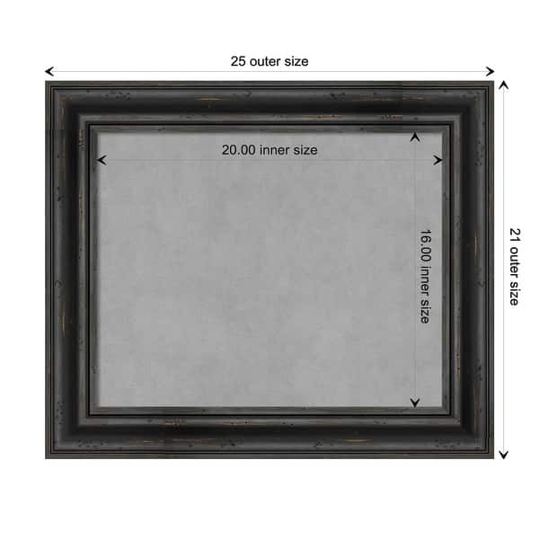 dimension image slide 11 of 17, Amanti Art Rustic Pine Black Framed Magnetic Board
