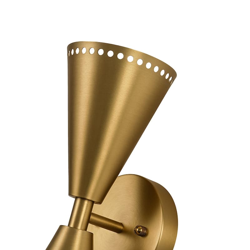 2-Light Mid-century Dual Cone Hourglass Up Down Wall Sconce