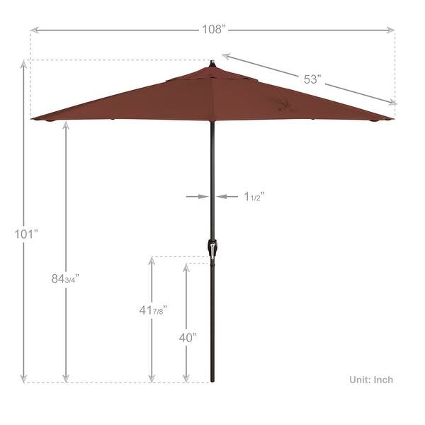 dimension image slide 12 of 29, North Bend 9-foot Round Auto-tilt, Bronze Finish, Sunbrella Patio Umbrella by Havenside Home