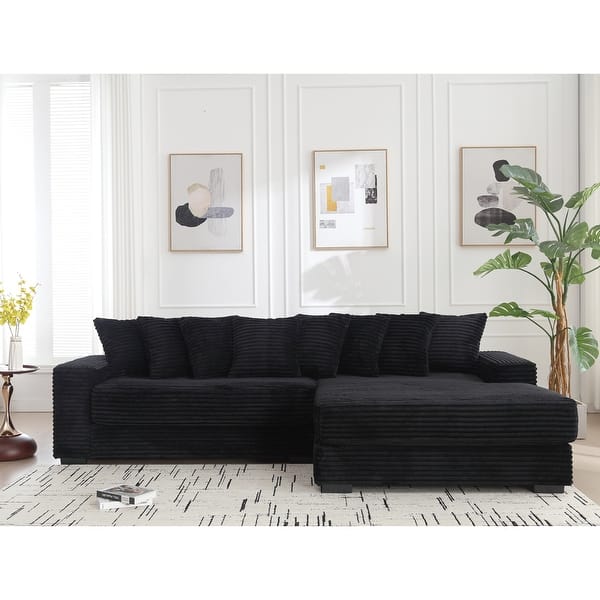 Oversized Two-Piece Couches, L Shaped Sofa, Corduroy, Right Chaise Daybed,with Armrests,Eight Throw Pillows,Corner Sofa