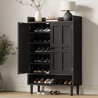 Garvee Farmhouse Shoe Cabinet,Large Shoe Cabinet with 2 Doors & Adjustable Shelves, Anti-tip Design, 6-Tier Shoe Storage