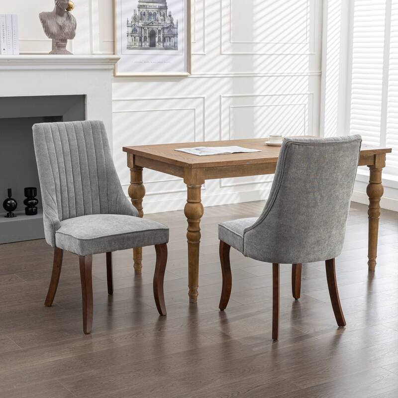 Flocking Linen Dining Chairs Channel Kitchen Dinner Chair