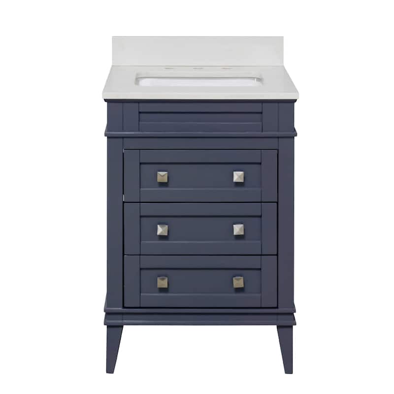KitchenBathCollection Eleanor 24" Bathroom Vanity with Quartz Top