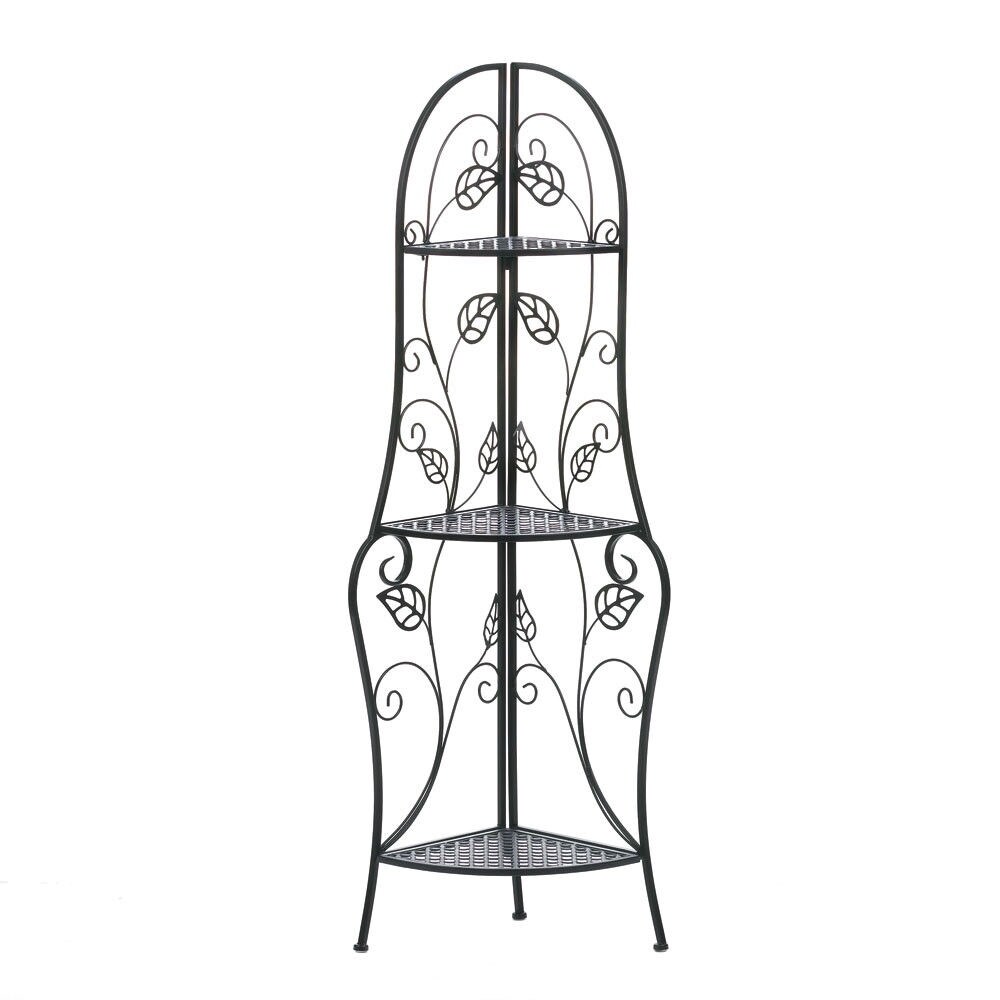 Wrought iron 2025 corner bakers rack