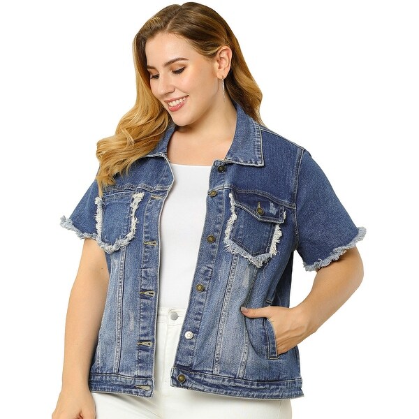 long distressed denim jacket plus size