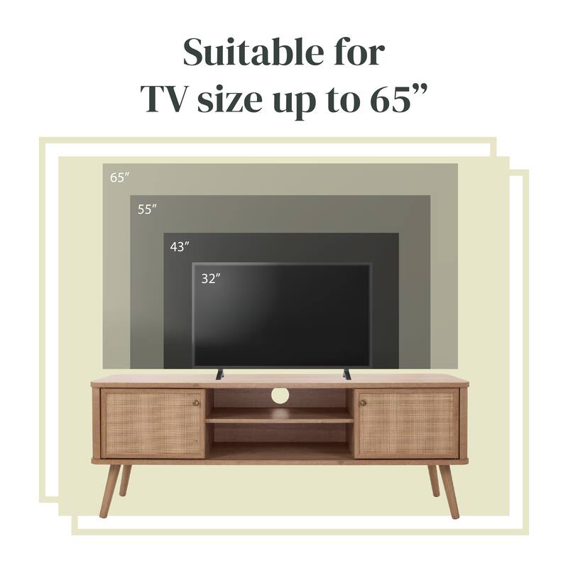NPD Furniture Thelma KD 59.5 Inch Rattan TV Stand