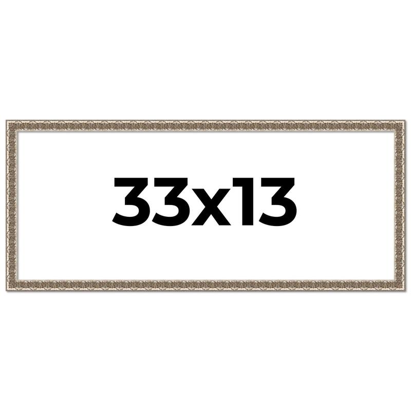 33x13 Frame Silver Versailles Ornate Solid Wood Picture Frame | 1 Inch