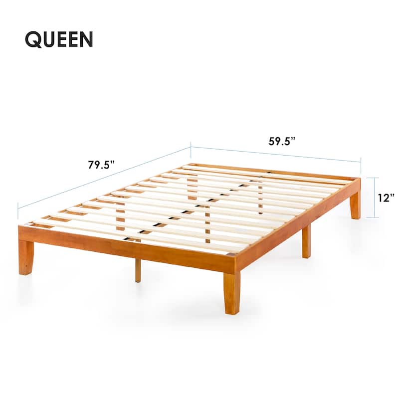 12" Classic Solid Wood Platform Bed Frame
