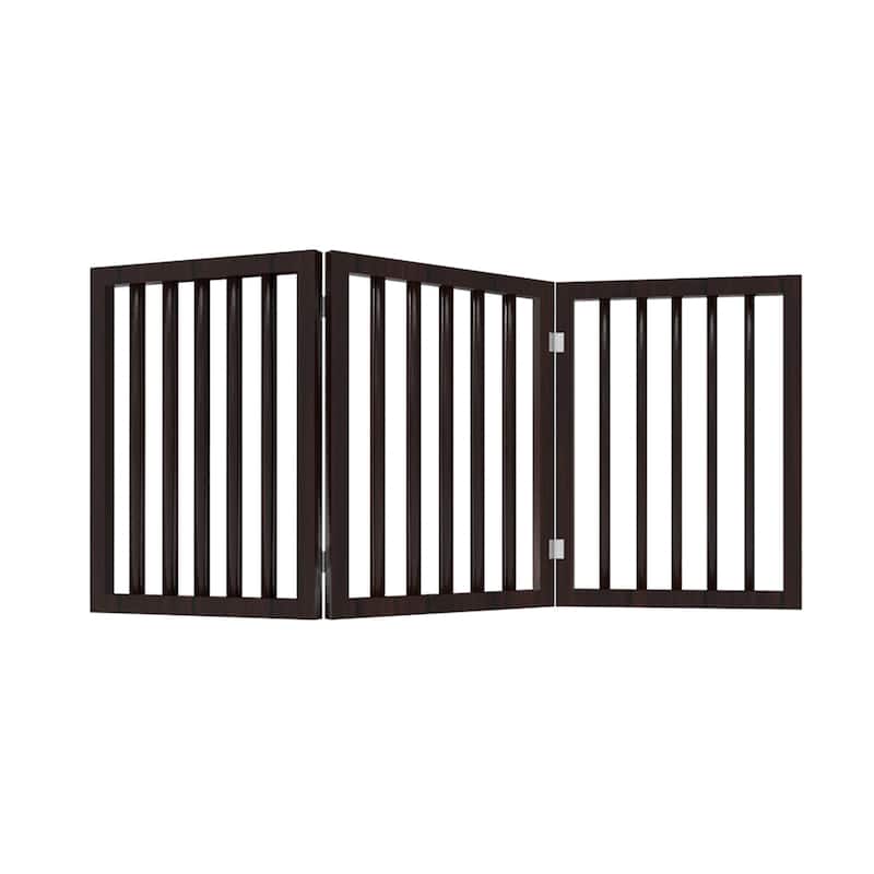 3-Panel Indoor Foldable Dog Gate - 55x24-Inch MDF Freestanding Pet Fence
