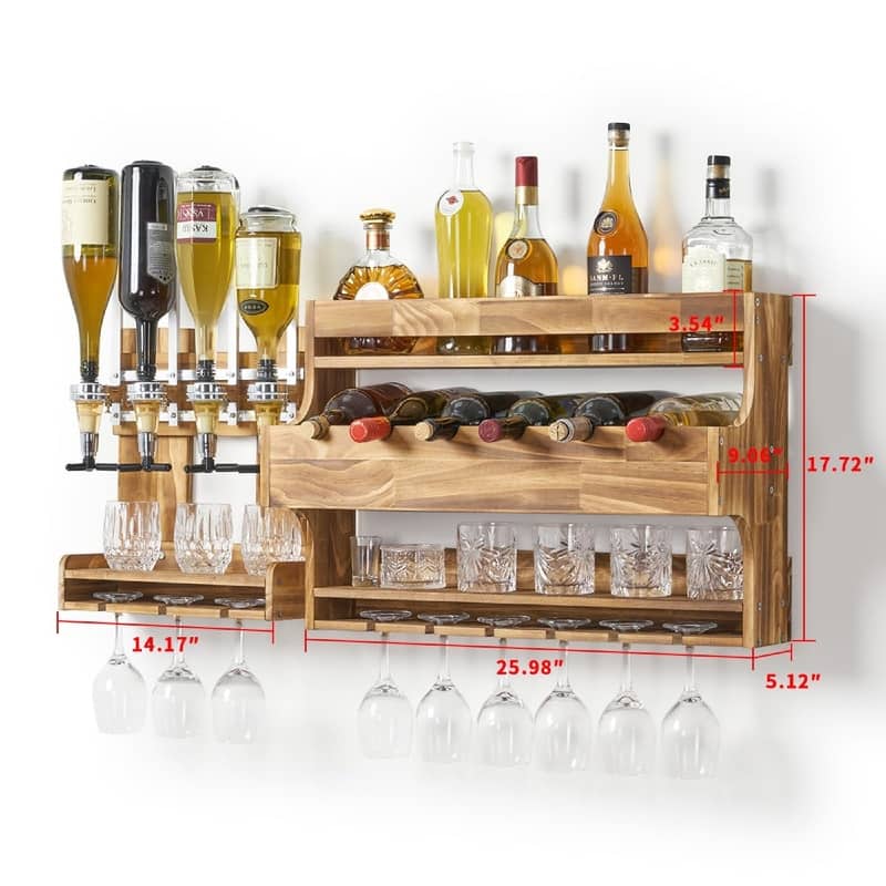 Wood Wine Rack Wall Mounted - 41.75"D x 5.12"W x 17.72"H