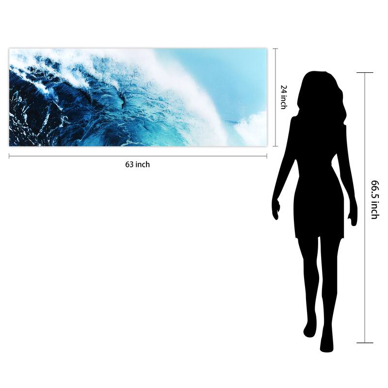 "Blue Wave 1" Graphic Wall Art on Free Floating Tempered Glass Panel