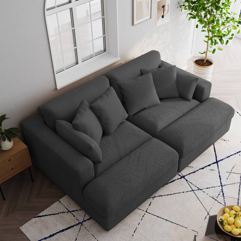 Navaeh Corduroy Modular Sectional Sofa Large Couch Sleeper Chaise