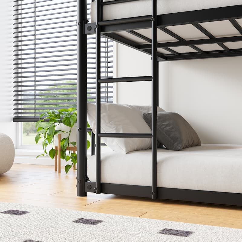Twin Metal Platform Bed with Two Ladders