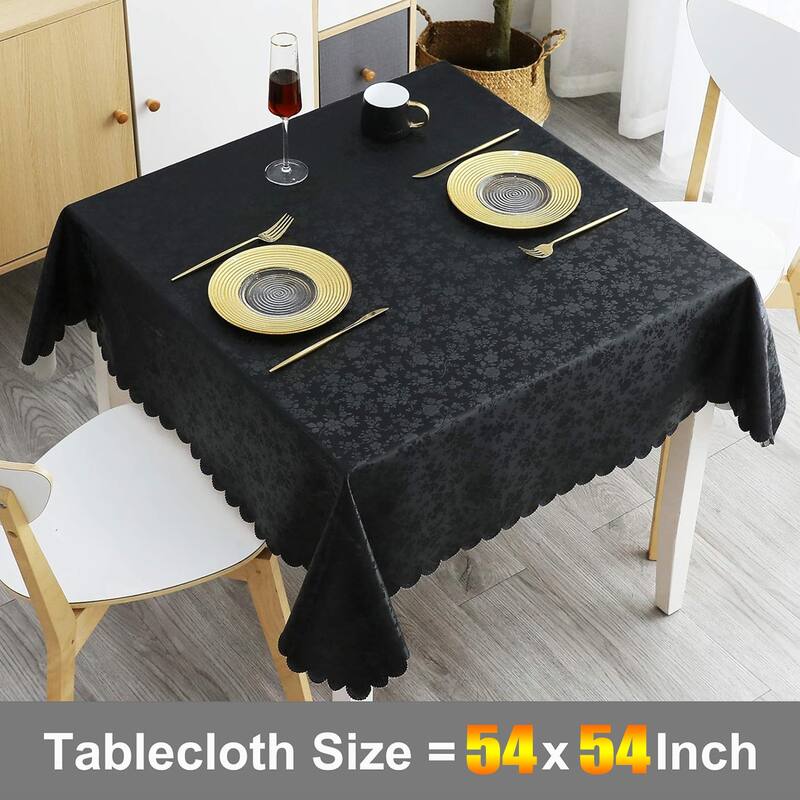 Square Table Cloth,Waterproof Heavy Duty Vinyl Tablecloths,54"L x 54"W - Black