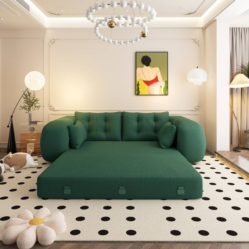 GDFStudio - Teddy Fabric 78.7" Multi-Functional Foldable Sofa Bed