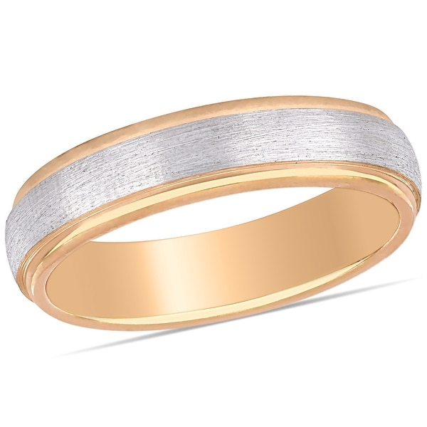 Miadora Ladies Brushed Wedding Band in 2-Tone 10k Rose and White Gold (4mm). Opens flyout.