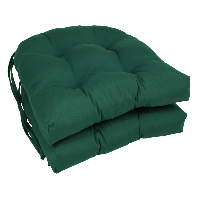 16-inch U-Shaped Indoor Twill Chair Cushions (Set of 2, 4, or 6) - 16" x 16" - Set of 2 - Forest Green
