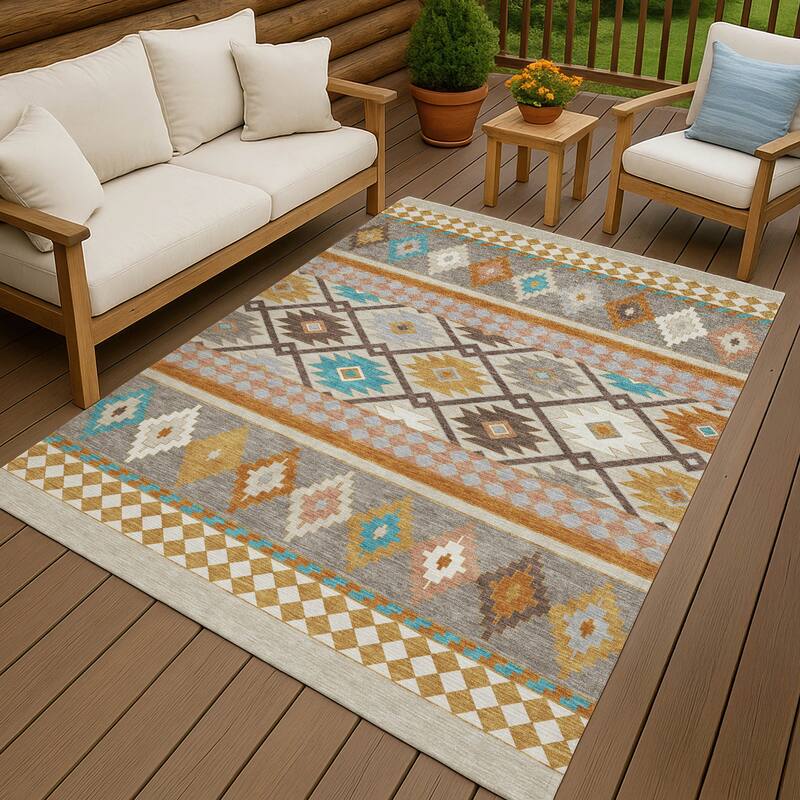 Machine Washable Indoor/ Outdoor Global Clemente Chantille Rug